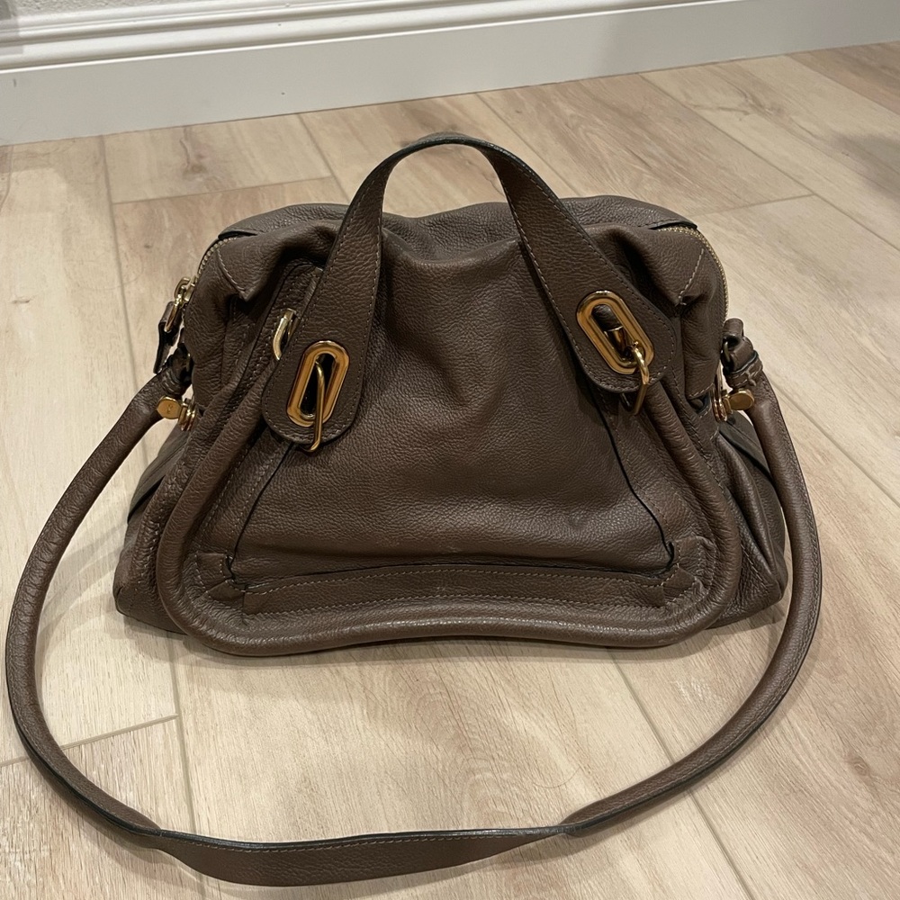 Authentic Dark taupe color Chloe Paraty bag.